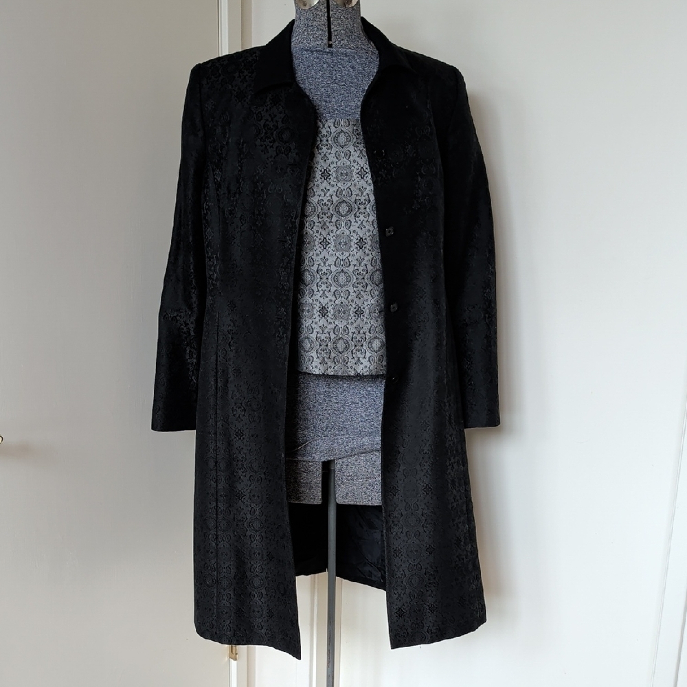 Ann Taylor Black Jacquard Coat